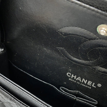 CHANEL Matelasse Double Flap ChainShoulder Bag BlackA01112 Caviar Leather Size 25