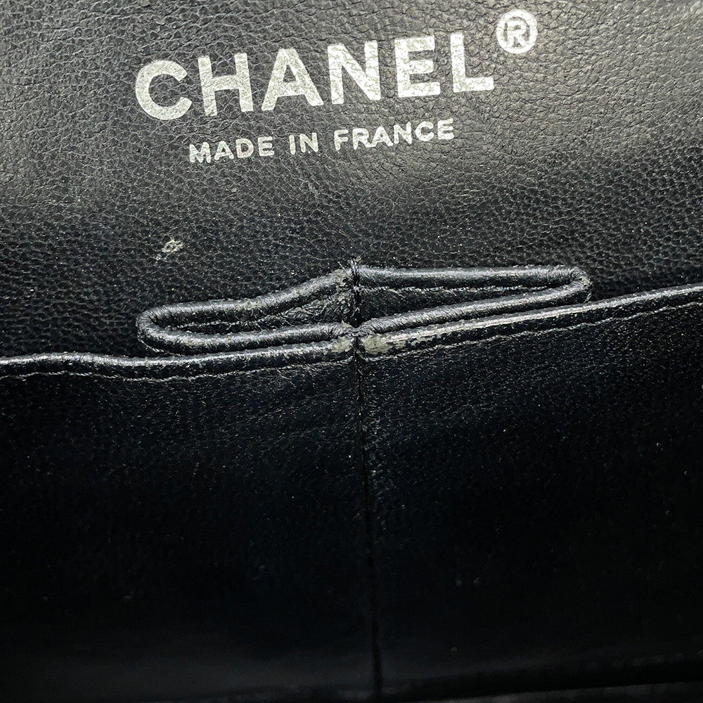 CHANEL Matelasse Double Flap ChainShoulder Bag BlackA01112 Caviar Leather Size 25