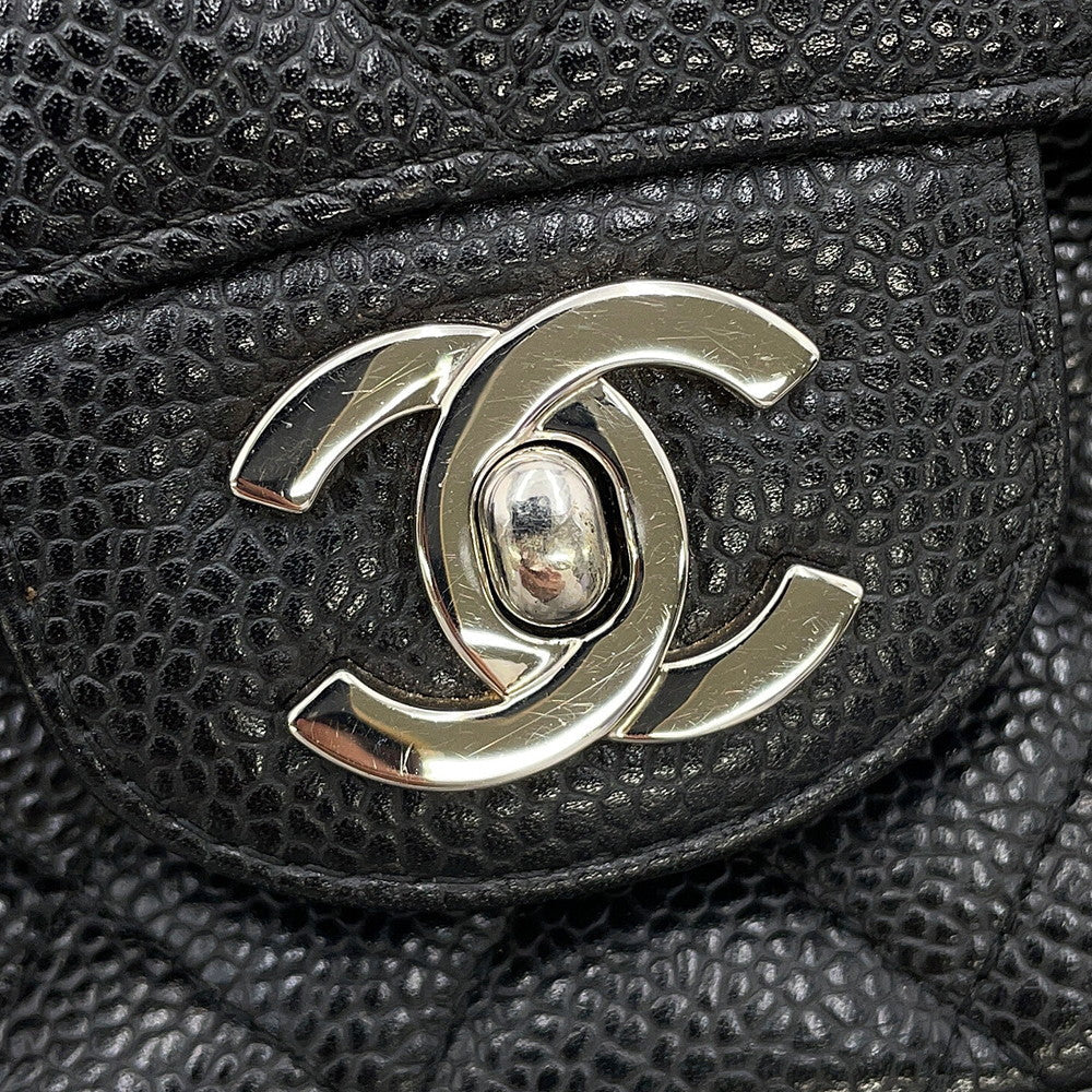 CHANEL Matelasse Double Flap ChainShoulder Bag BlackA01112 Caviar Leather Size 25