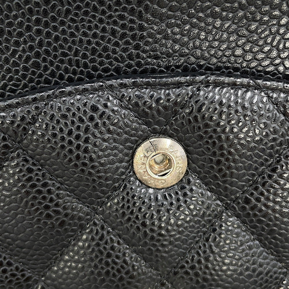 CHANEL Matelasse Double Flap ChainShoulder Bag BlackA01112 Caviar Leather Size 25