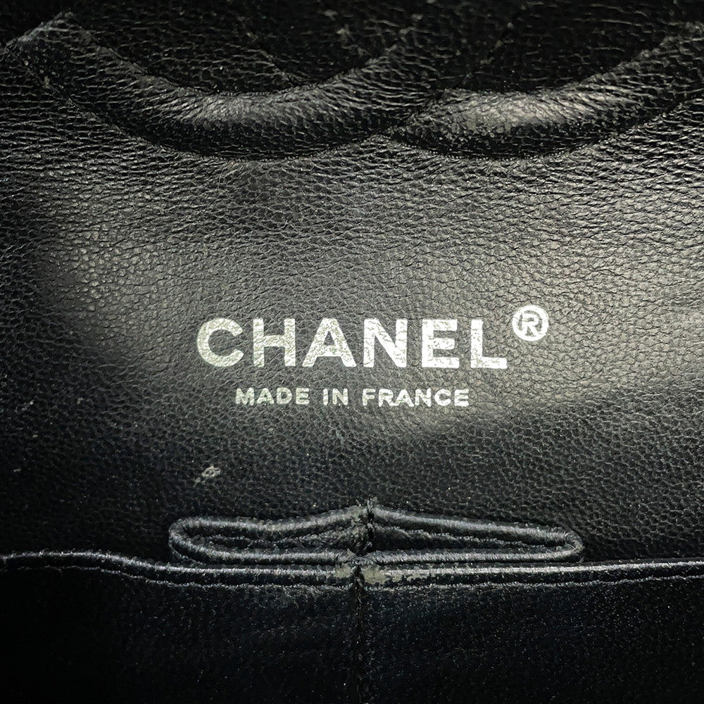 CHANEL Matelasse Double Flap ChainShoulder Bag BlackA01112 Caviar Leather Size 25