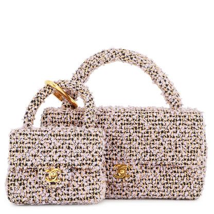CHANEL Parent-child Bag Purple Tweed