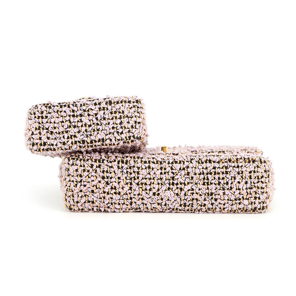 CHANEL Parent-child Bag Purple Tweed