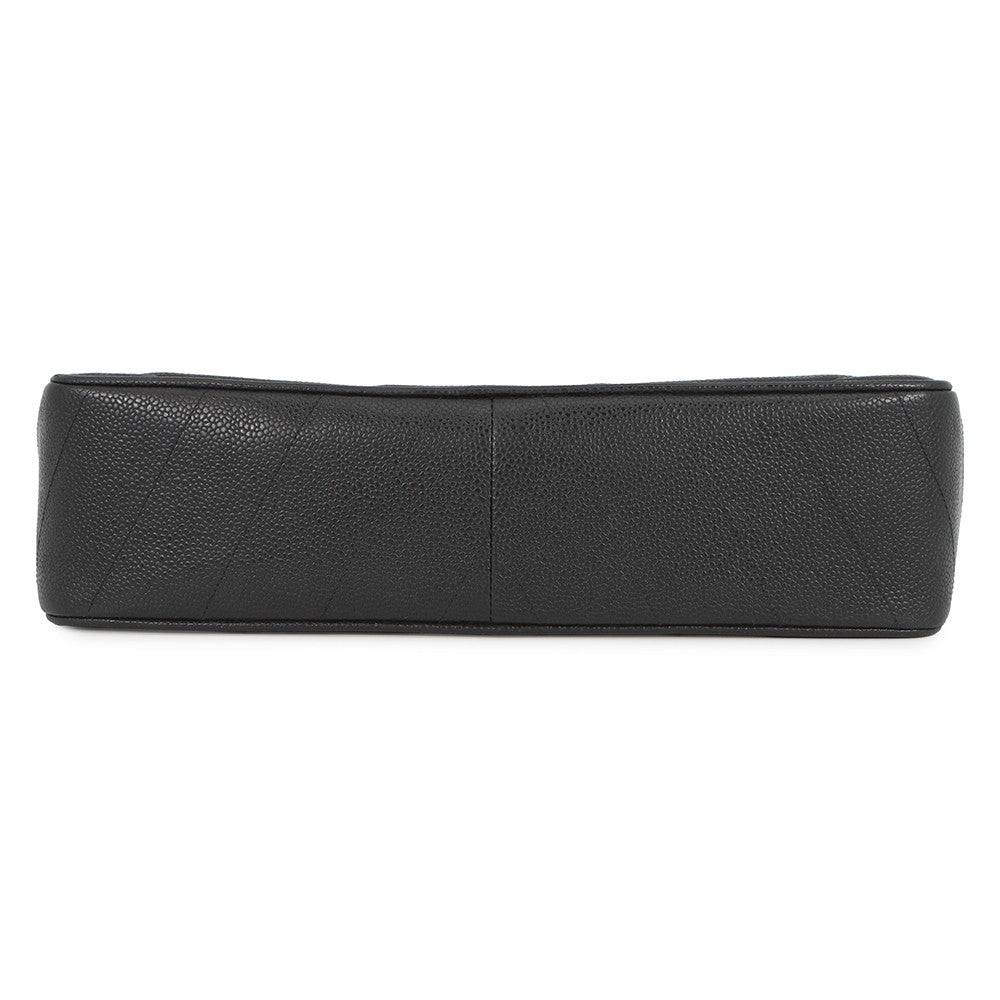 CHANEL Chevron Flap ChainShoulder Bag Black Caviar Leather