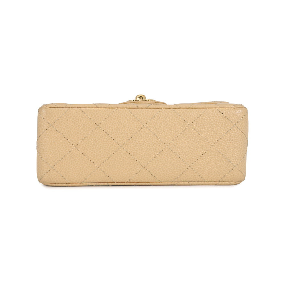 CHANEL Mini Matelasse ChainShoulder Bag BeigeA35200 Caviar Leather Size 18