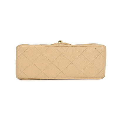 CHANEL Mini Matelasse ChainShoulder Bag BeigeA35200 Caviar Leather Size 18