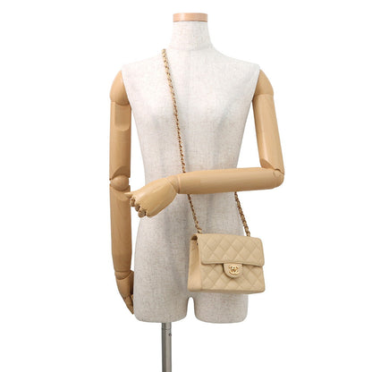 CHANEL Mini Matelasse ChainShoulder Bag BeigeA35200 Caviar Leather Size 18