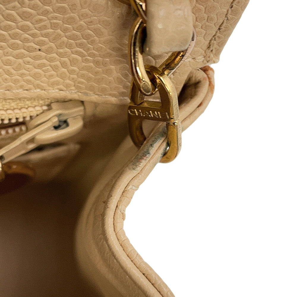 CHANEL Mini Matelasse ChainShoulder Bag BeigeA35200 Caviar Leather Size 18