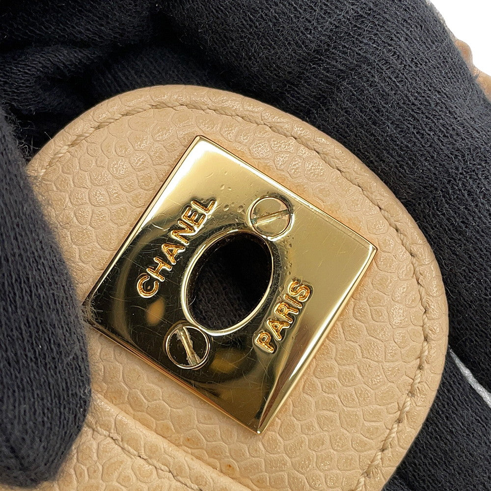 CHANEL Mini Matelasse ChainShoulder Bag BeigeA35200 Caviar Leather Size 18