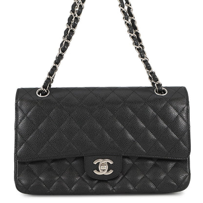 CHANEL Matelasse Double Flap ChainShoulder Bag BlackA01112 Caviar Leather Size 25