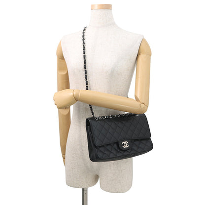CHANEL Matelasse Double Flap ChainShoulder Bag BlackA01112 Caviar Leather Size 25