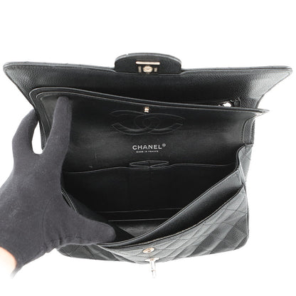 CHANEL Matelasse Double Flap ChainShoulder Bag BlackA01112 Caviar Leather Size 25