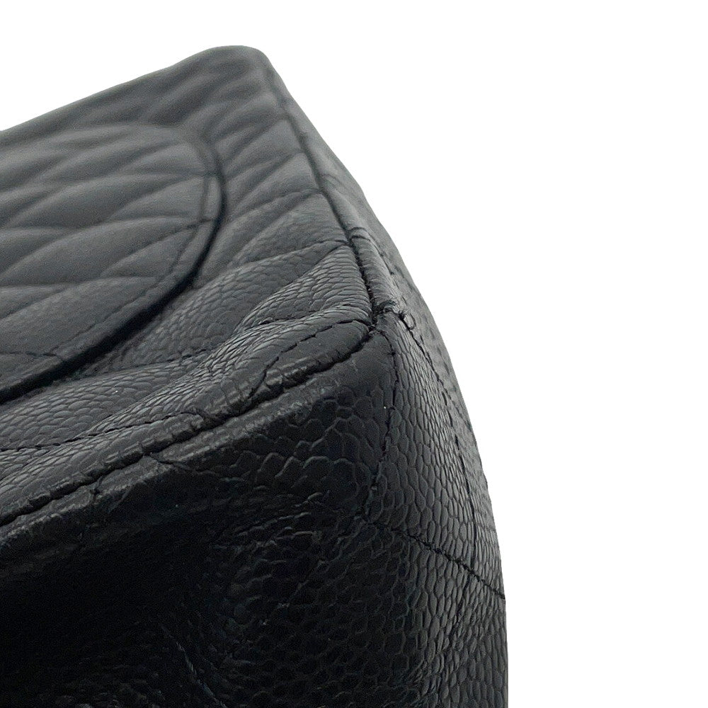 CHANEL Matelasse Double Flap ChainShoulder Bag BlackA01112 Caviar Leather Size 25