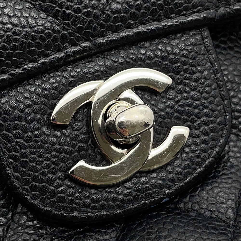 CHANEL Matelasse Double Flap ChainShoulder Bag BlackA01112 Caviar Leather Size 25