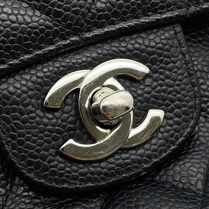 CHANEL Matelasse Double Flap ChainShoulder Bag BlackA01112 Caviar Leather Size 25