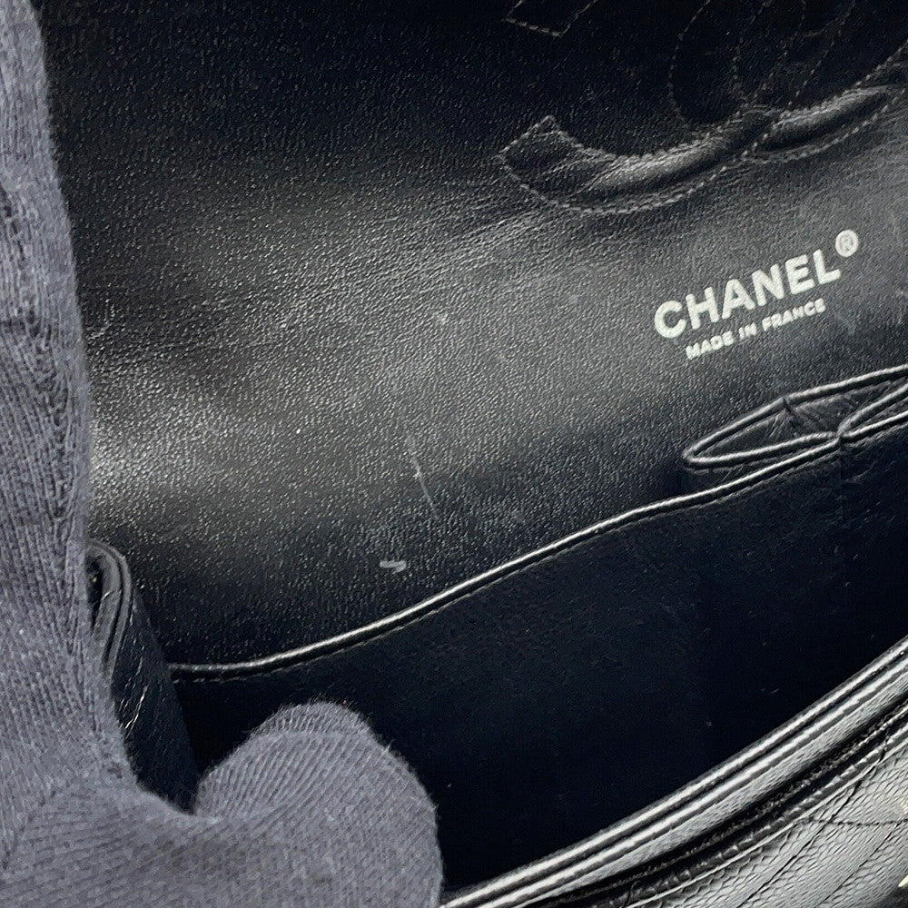 CHANEL Matelasse Double Flap ChainShoulder Bag BlackA01112 Caviar Leather Size 25