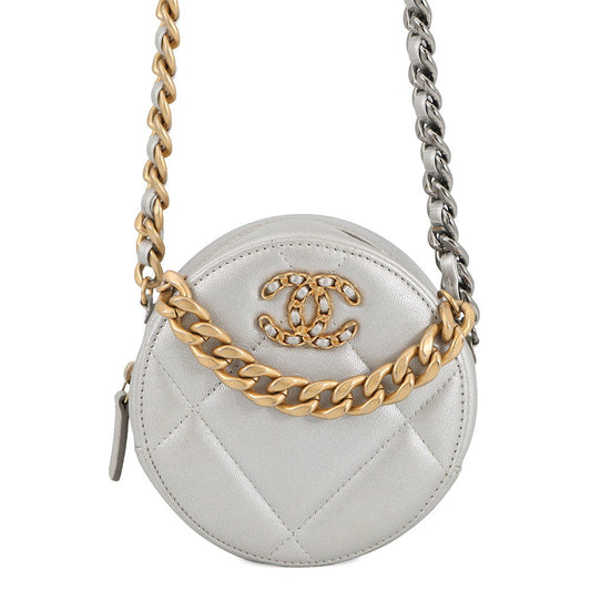 CHANEL CHANEL19 Round ChainShoulder Bag SilverAP0945 Lambskin