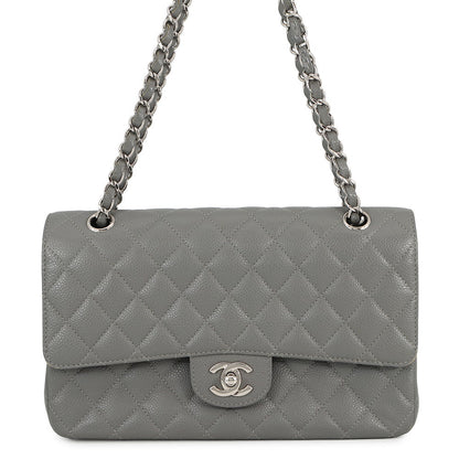 CHANEL Matelasse Double Flap ChainShoulder Bag GrayA01112 Caviar Leather Size 25