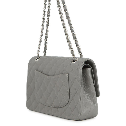 CHANEL Matelasse Double Flap ChainShoulder Bag GrayA01112 Caviar Leather Size 25