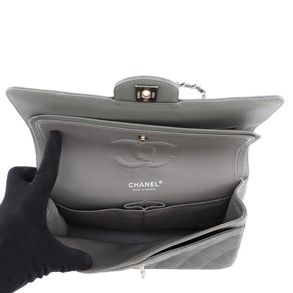 CHANEL Matelasse Double Flap ChainShoulder Bag GrayA01112 Caviar Leather Size 25