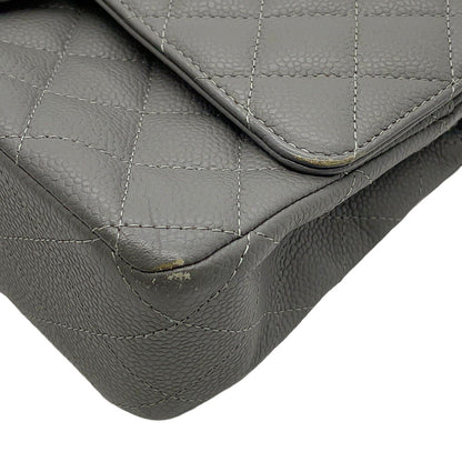 CHANEL Matelasse Double Flap ChainShoulder Bag GrayA01112 Caviar Leather Size 25