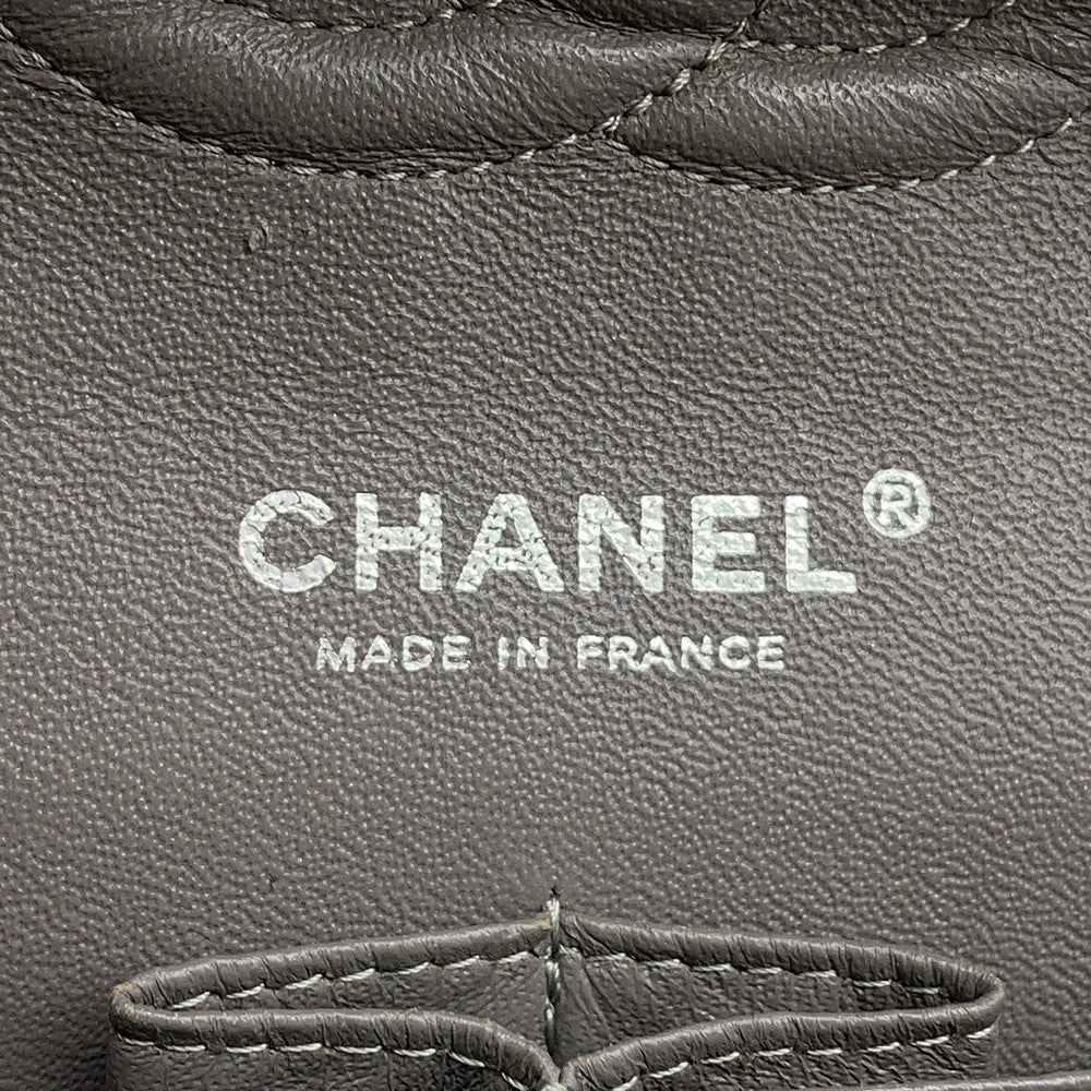 CHANEL Matelasse Double Flap ChainShoulder Bag GrayA01112 Caviar Leather Size 25