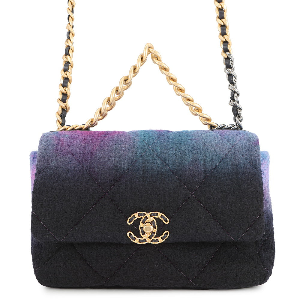 CHANEL CHANEL19 ChainShoulder Bag Black/PurpleAS1160 Tweed
