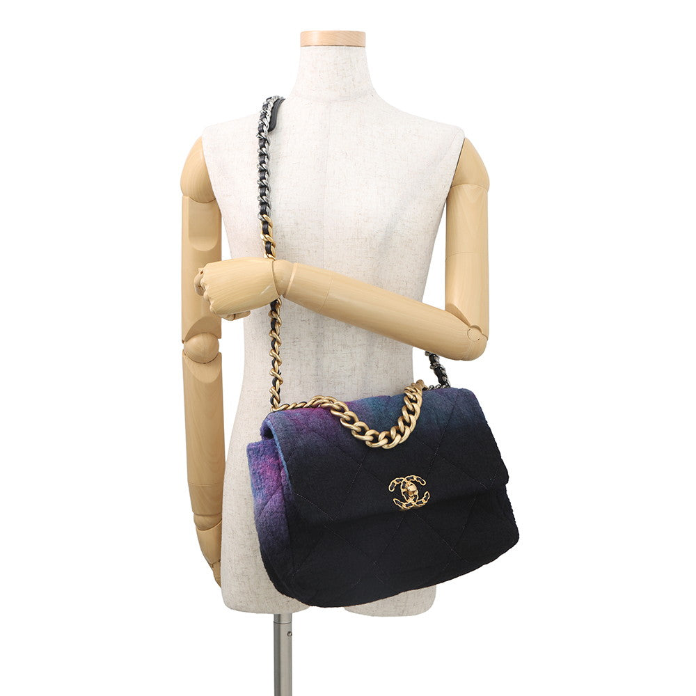 CHANEL CHANEL19 ChainShoulder Bag Black/PurpleAS1160 Tweed
