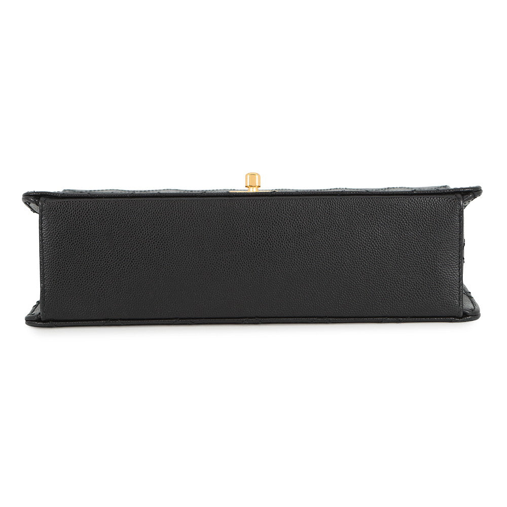 CHANEL Matelasse Single Flap ChainShoulder Bag Black Caviar Leather Size 25