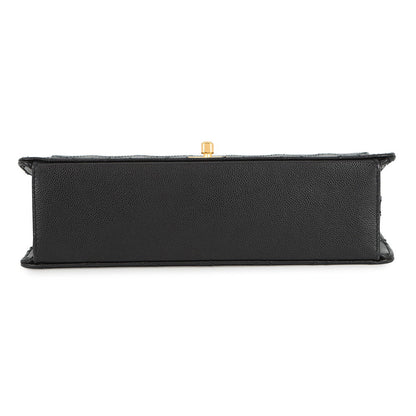 CHANEL Matelasse Single Flap ChainShoulder Bag Black Caviar Leather Size 25