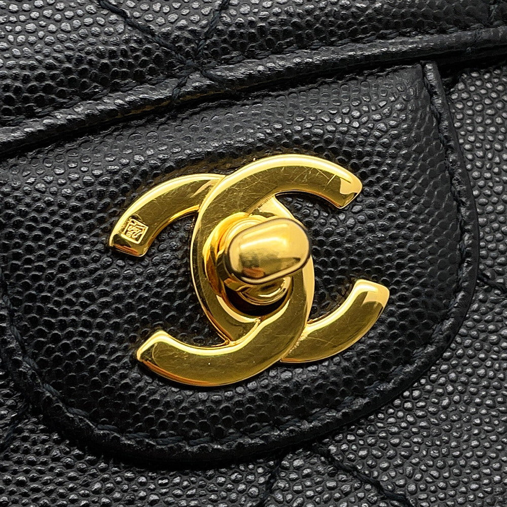 CHANEL Matelasse Single Flap ChainShoulder Bag Black Caviar Leather Size 25