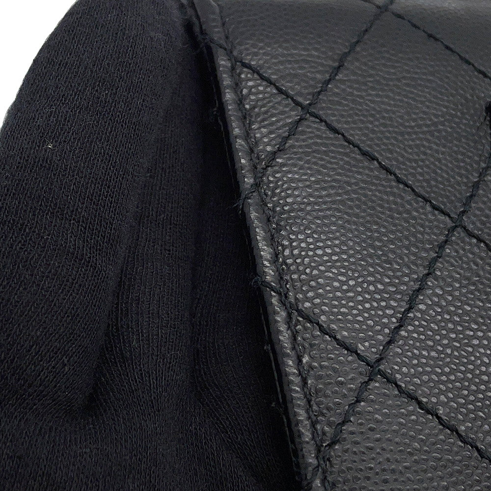 CHANEL Matelasse Single Flap ChainShoulder Bag Black Caviar Leather Size 25
