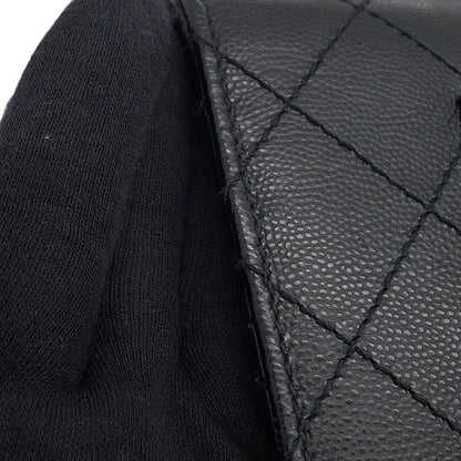 CHANEL Matelasse Single Flap ChainShoulder Bag Black Caviar Leather Size 25
