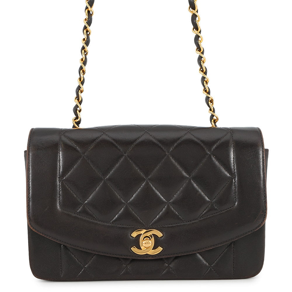 CHANEL Diana ChainShoulder Bag BlackA01164 Lambskin Size 22