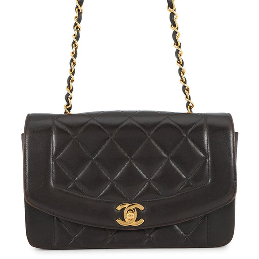 CHANEL Diana ChainShoulder Bag BlackA01164 Lambskin Size 22