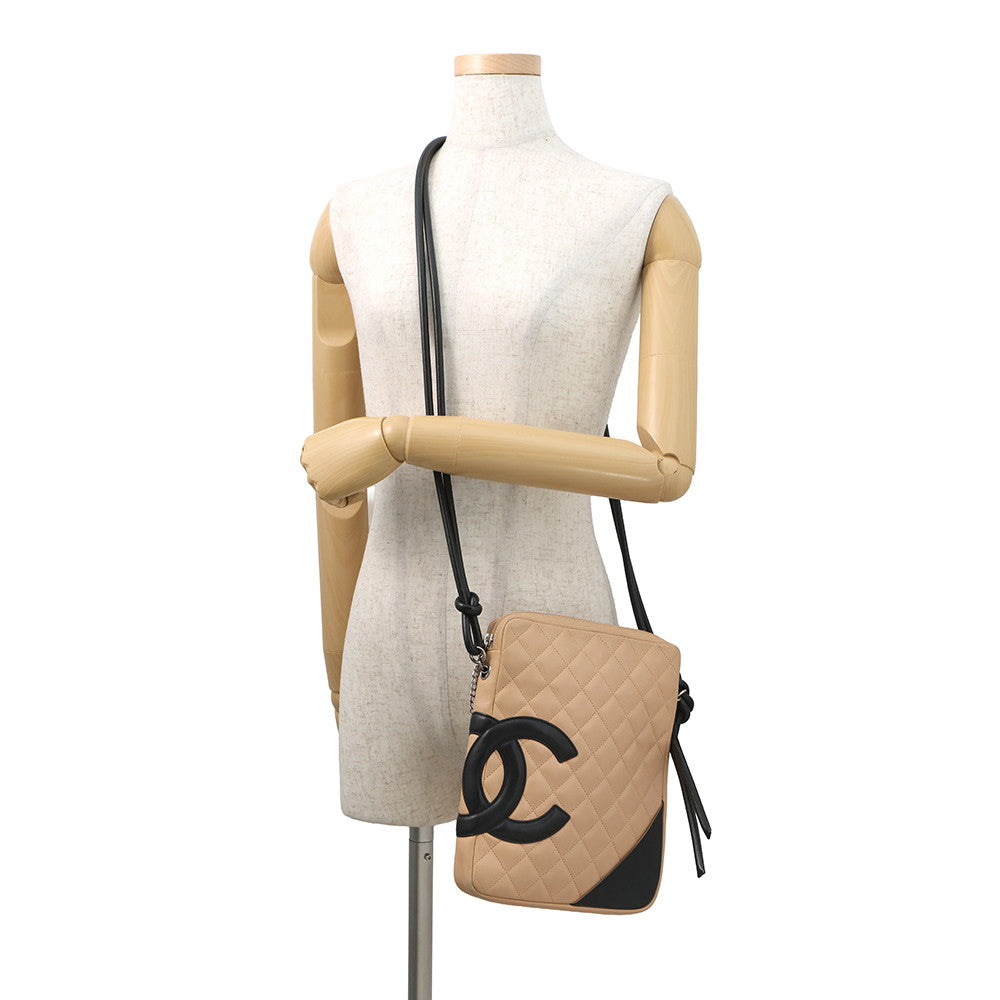 CHANEL Cambon line Shoulder Bag Beige/BlackA25178 Lambskin Size Medium