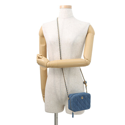 CHANEL Matelasse Pearl Crush Camera Bag Chainshoulder Bag BlueAP2463 Denim