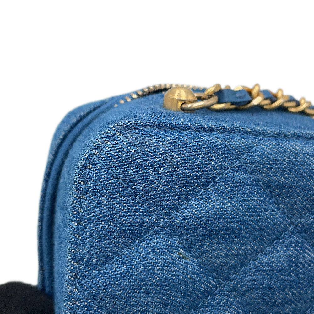 CHANEL Matelasse Pearl Crush Camera Bag Chainshoulder Bag BlueAP2463 Denim