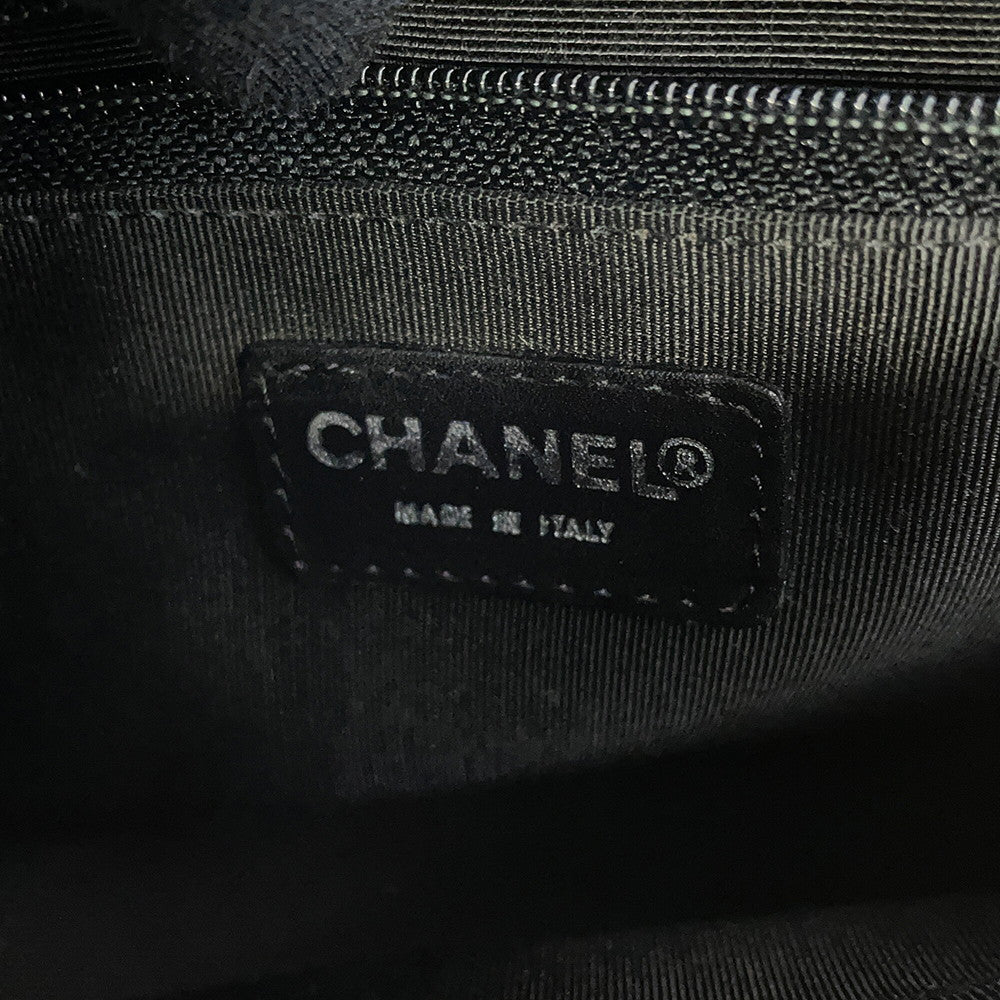 CHANEL Chocolate Bar ChainShoulder Bag Blue/Black Satin