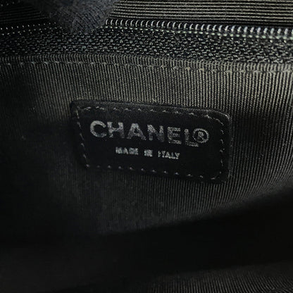 CHANEL Chocolate Bar ChainShoulder Bag Blue/Black Satin