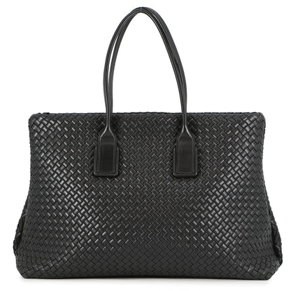 Bottega Veneta INTRECCIATO Snap Tote Bag Black Leather