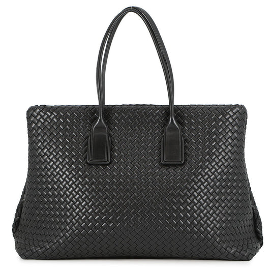 Bottega Veneta INTRECCIATO Snap Tote Bag Black Leather