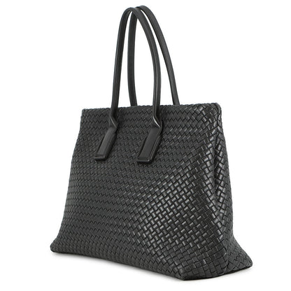 Bottega Veneta INTRECCIATO Snap Tote Bag Black Leather