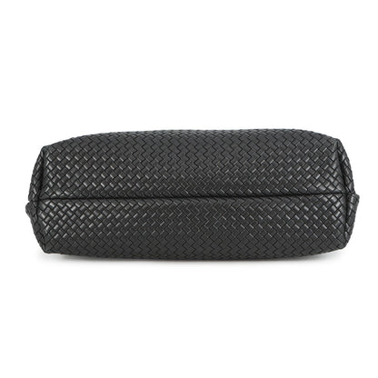 Bottega Veneta INTRECCIATO Snap Tote Bag Black Leather