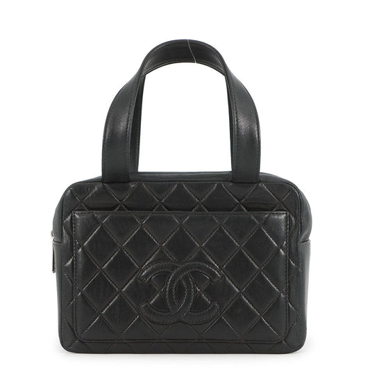 CHANEL Matelasse Handbag Black Lambskin