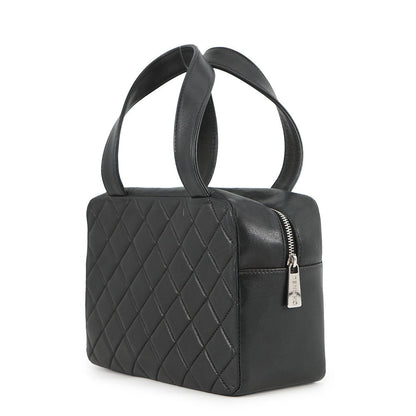 CHANEL Matelasse Handbag Black Lambskin