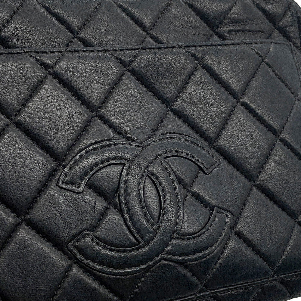 CHANEL Matelasse Handbag Black Lambskin