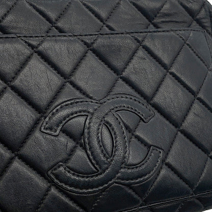 CHANEL Matelasse Handbag Black Lambskin
