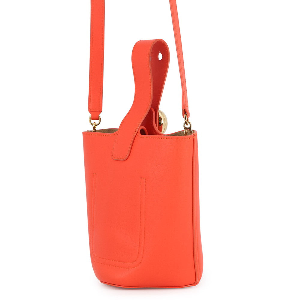 LOEWE Pebble Bucket 2-Way Shoulder Bag OrangeAANBBBMX01 Leather Size Mini
