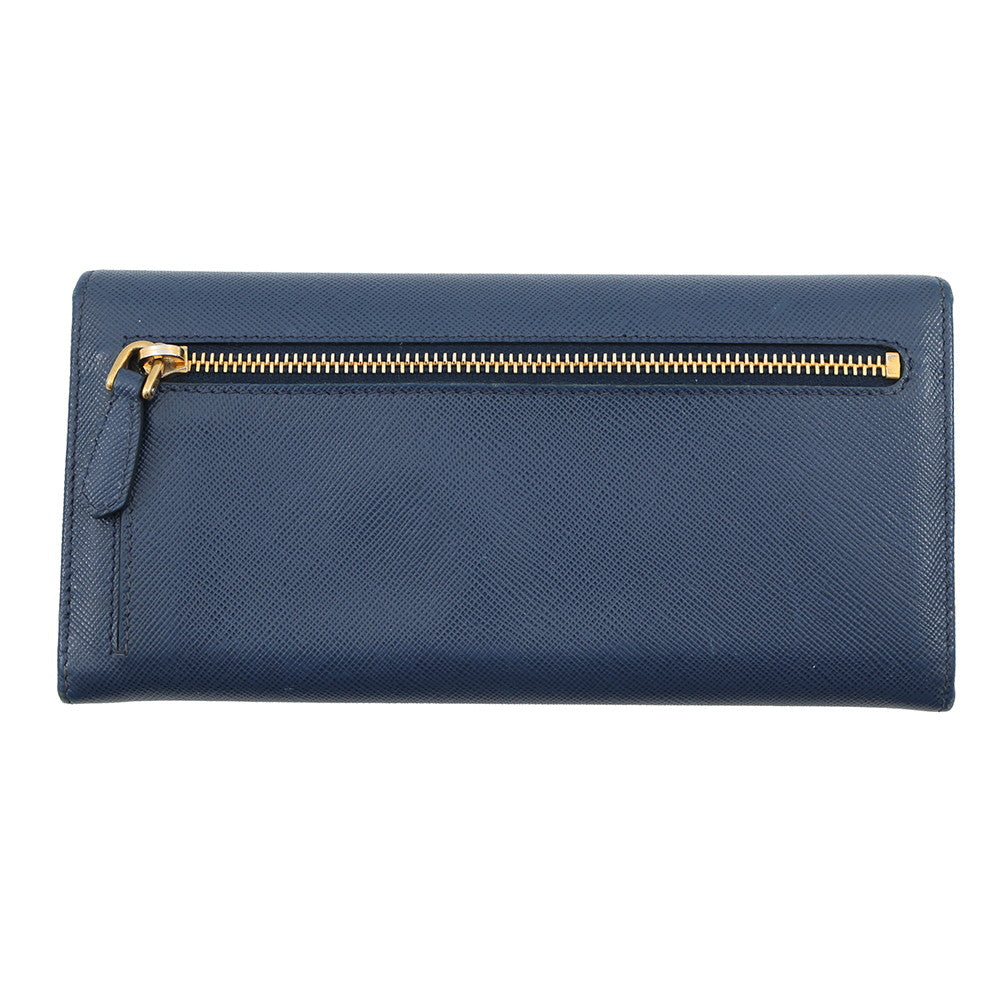PRADA triangle logo long wallet Blue1MH132 Saffiano LeatherLeather